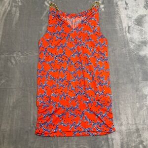 Lilly‎ Pulitzer Zebra Print Tank Dress Gold Chain Straps Orange Blue XXS